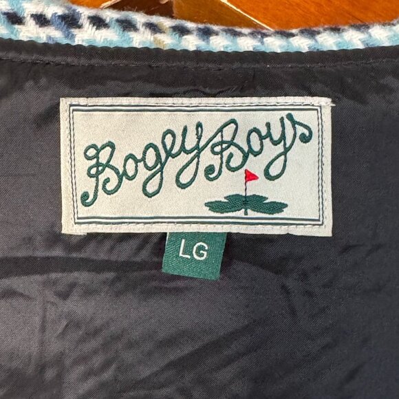 Bogey Boys Blue Black Ivory Sage Green Hounds Tooth Weekend Golf Jacket Size L - Picture 15 of 16